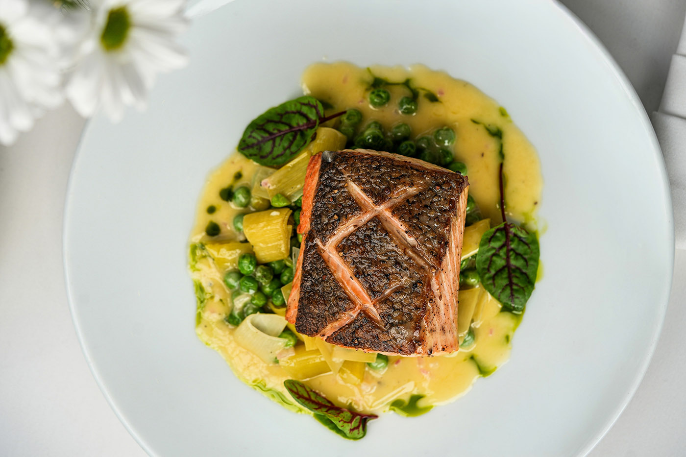 Crispy Salmon & Petit Pois